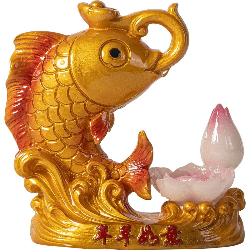 Color Changing Koi & Goldfish Tea Pet, "Yearly Luck" Ceramic Ornament for Tea Table, Raisable Tea Art Decor, Gift for Tea Lovers