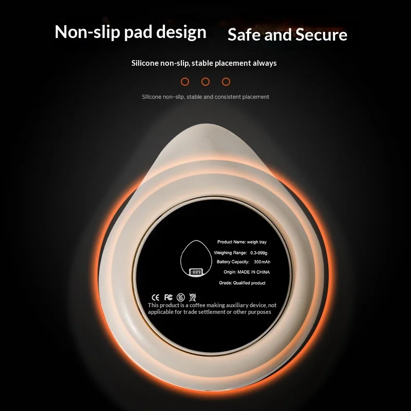 Electronic Scale Bean Tray Espresso LED Weighing 0.1g ABS Electronic ScaleHigh Precision Measures Black Beige