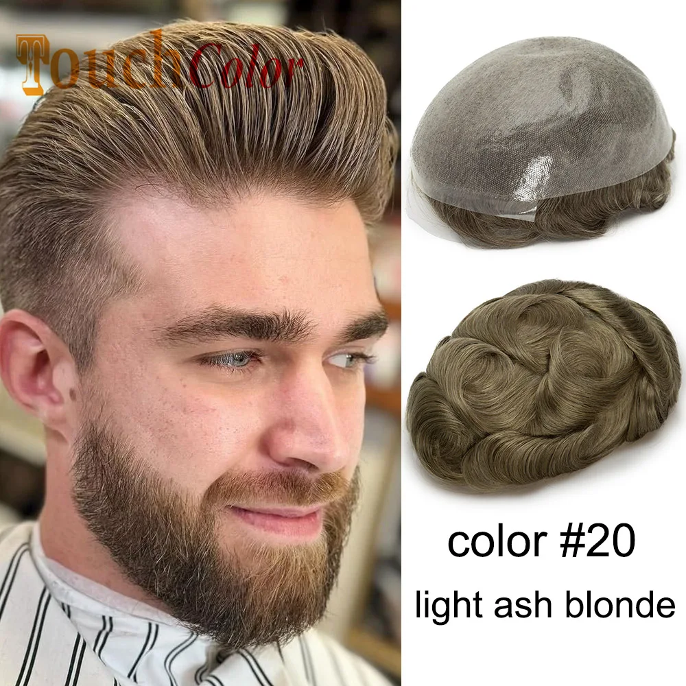 

Indetectable Hairline Men Capillary Prothesis 0.08-0.1Mm Thin Skin Base Durable Knots Men Toupee Human Hair System Unit For Man