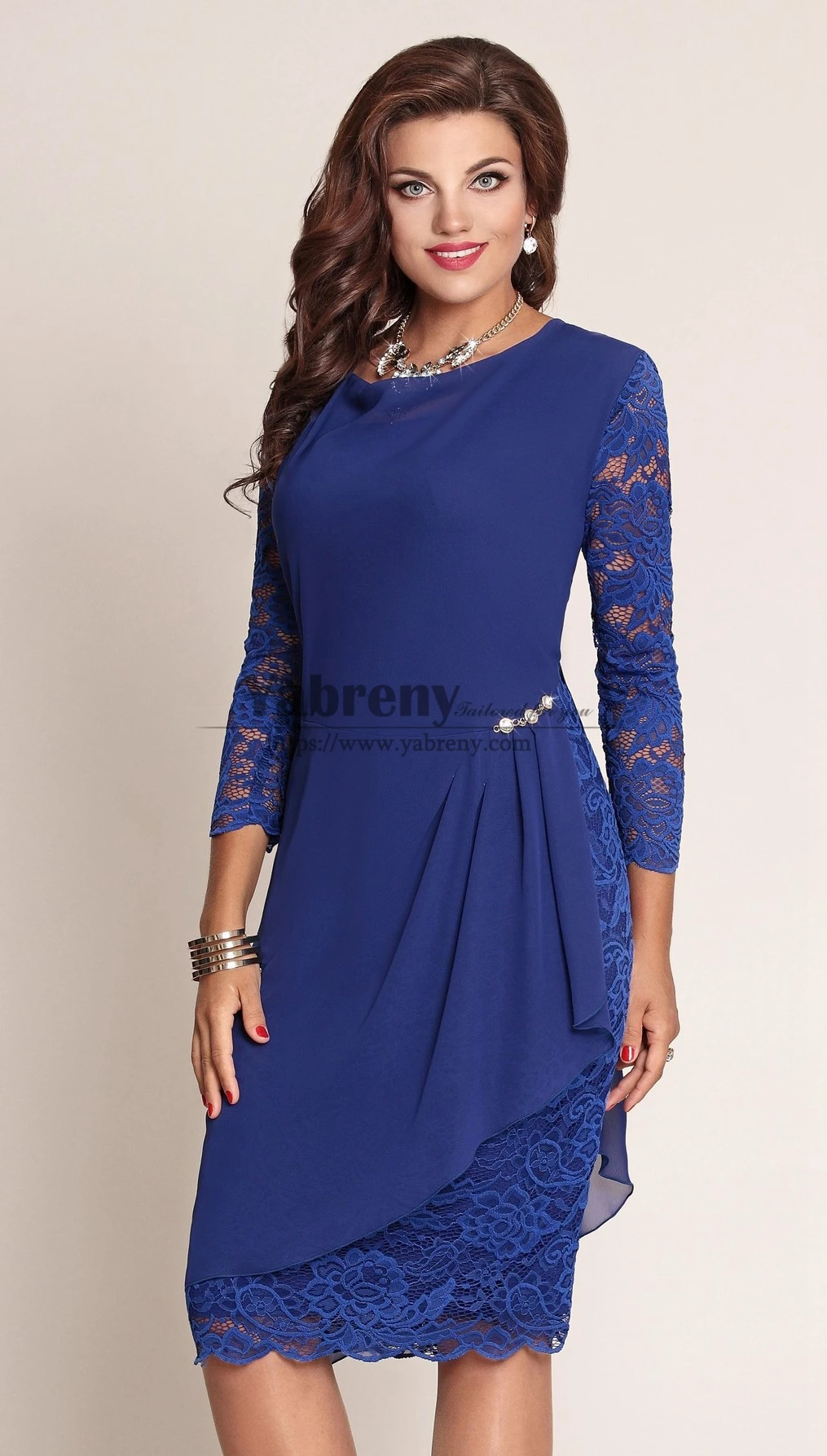 Женское платье с длинным рукавом размера плюс для матери невесты |