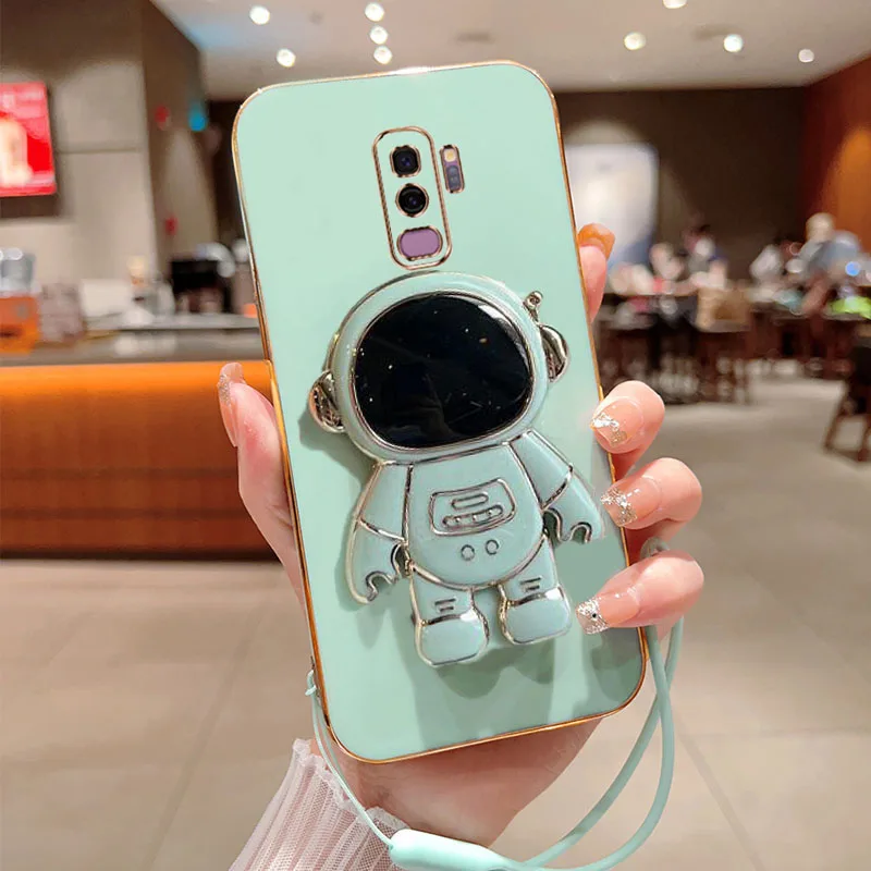 Luxury Plating Square TPU Glossy Phone Case with Cute Stand and Soft Silicone Back Cover