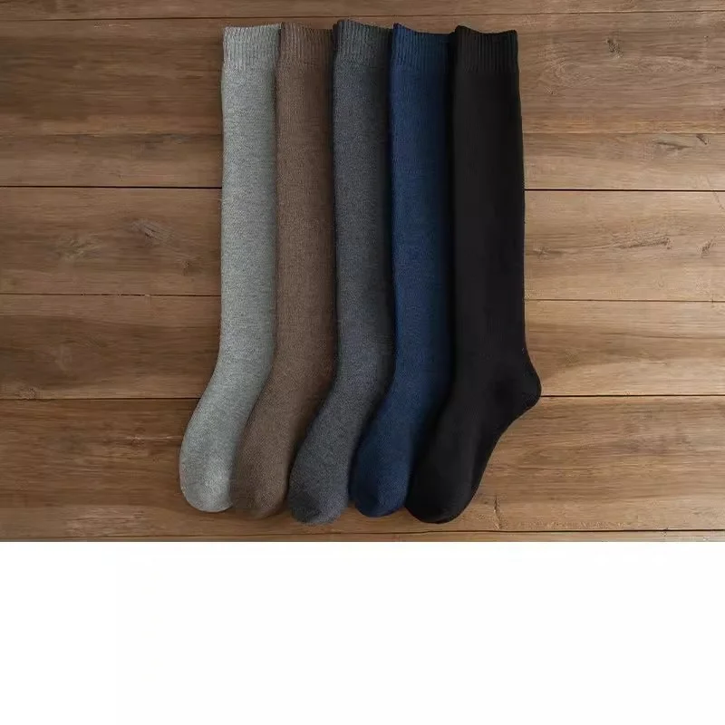 Winter Thick Warm Knee-High Men's Wool Socks Merino Calf Socks Casual Cashmere Terry Fashion Stockings 3 Pair