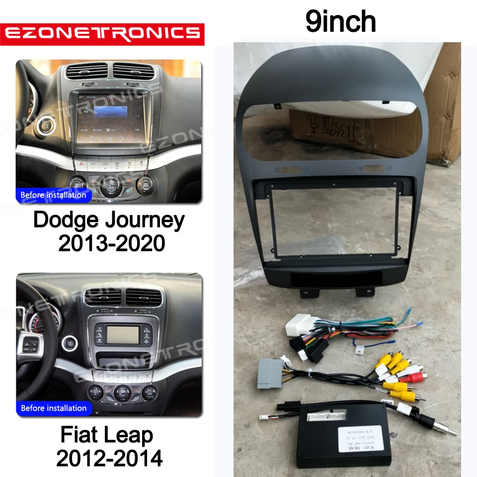 

1-2Din Car DVD Frame Audio Fitting Adaptor Dash Trim Kits Facia Panel 9inch For Dodge Journey Fiat Leap 2012-2020 Radio Player