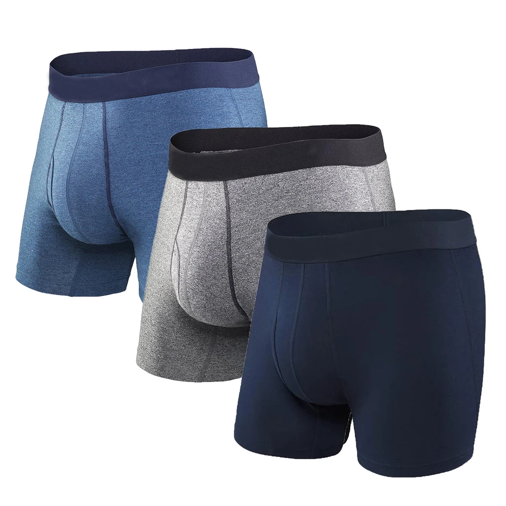 Men Boxer Briefs Mens Underwear Boxer Briefs with Fly Breathable Soft Comfortable USA Size