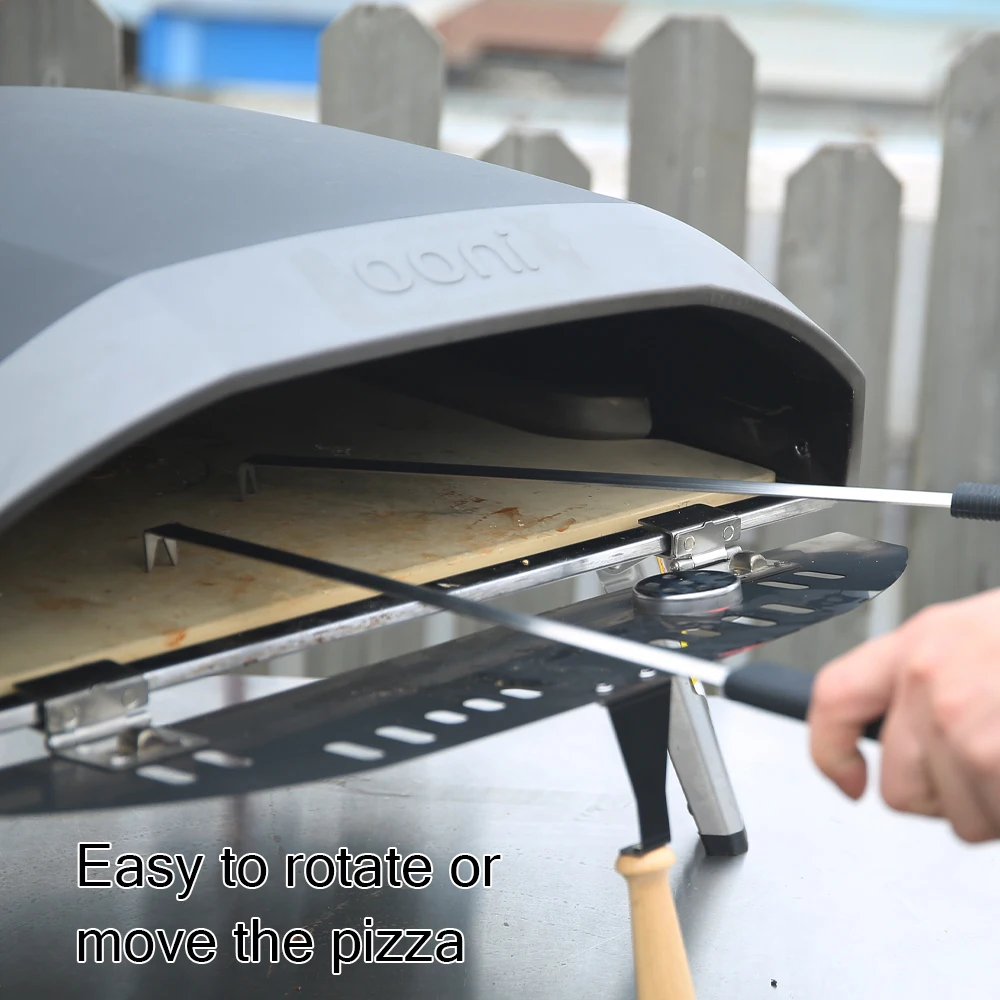 PizzAthome 19 inch Pizza Spinner with Stainless Steel Pizza Turner Outdoor Turning Fork Oven Accessories