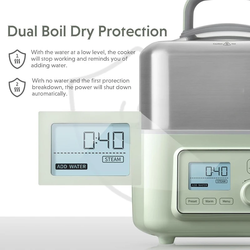 Hot Selling Electric Food Steamer One-touch Vegetable Steamer Digital Multi-function Steamer Stainless Steel Timing Function 2