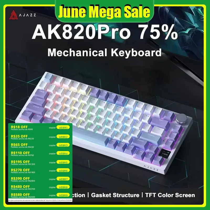 מקלדת מכנית גיימינג AJAZZ AK820 / AK820 Pro בגודל 75% עם 82 מקשים