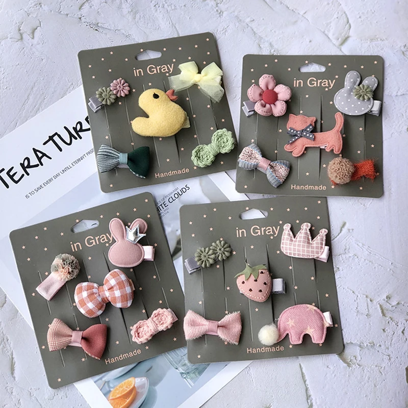 Baby Girls Hair Clips Cartoon Animal Hairpin Cute Party Accessories Children Princess Barrette Infant Kids Cute Lovely 5Pcs/Set