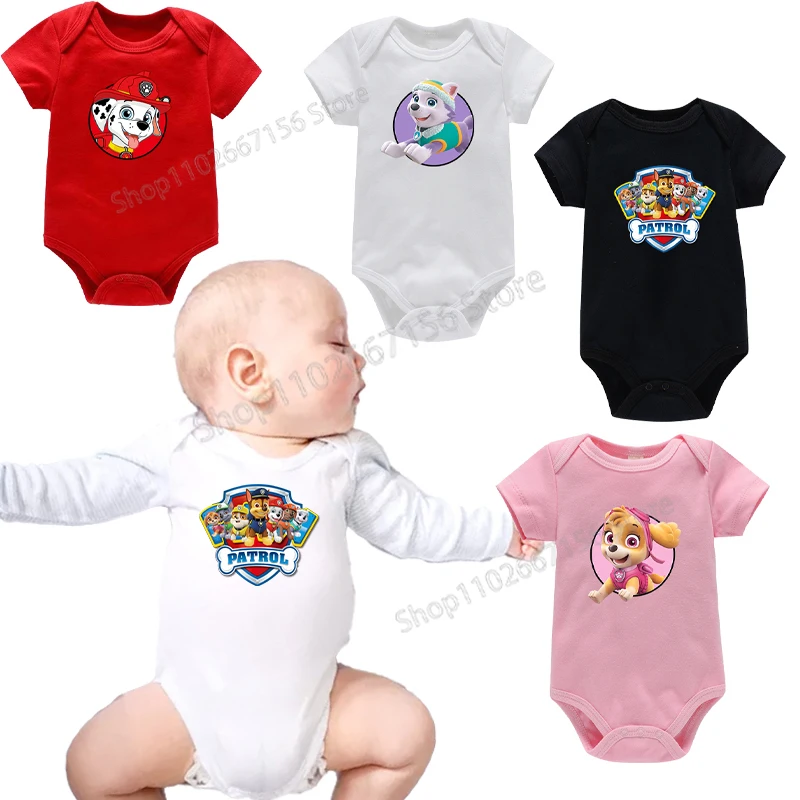 Paw Patrol Baby Clothes Tuta Infantile Cartoon Maniche Corte Chase Tute Neonato Cotone Infantile Cute Toddler Print Outfits