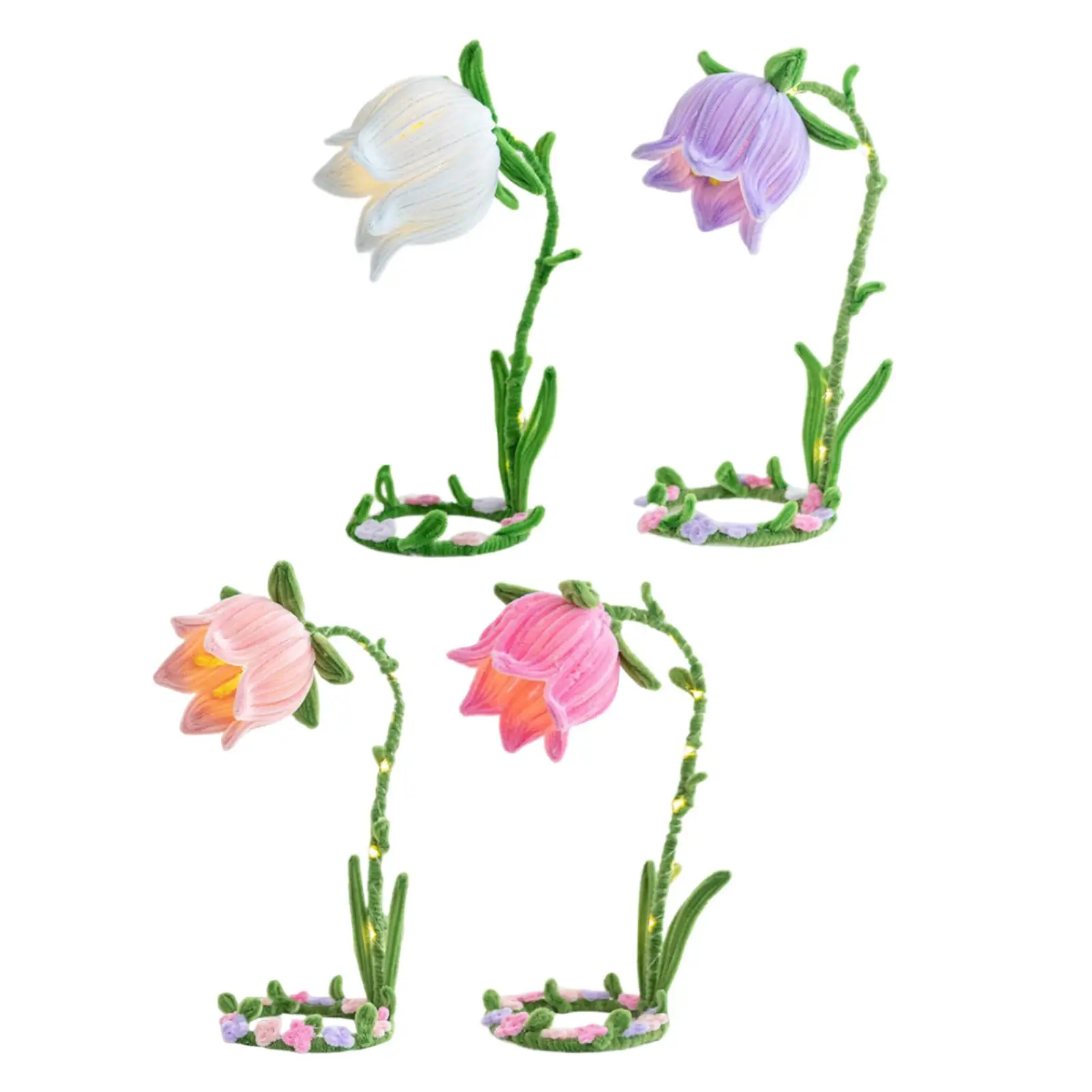 

DIY Flower Flannel Night Light Decor Handmade Small Night Light Ornaments for Bedroom Bedside Desktop Living Room