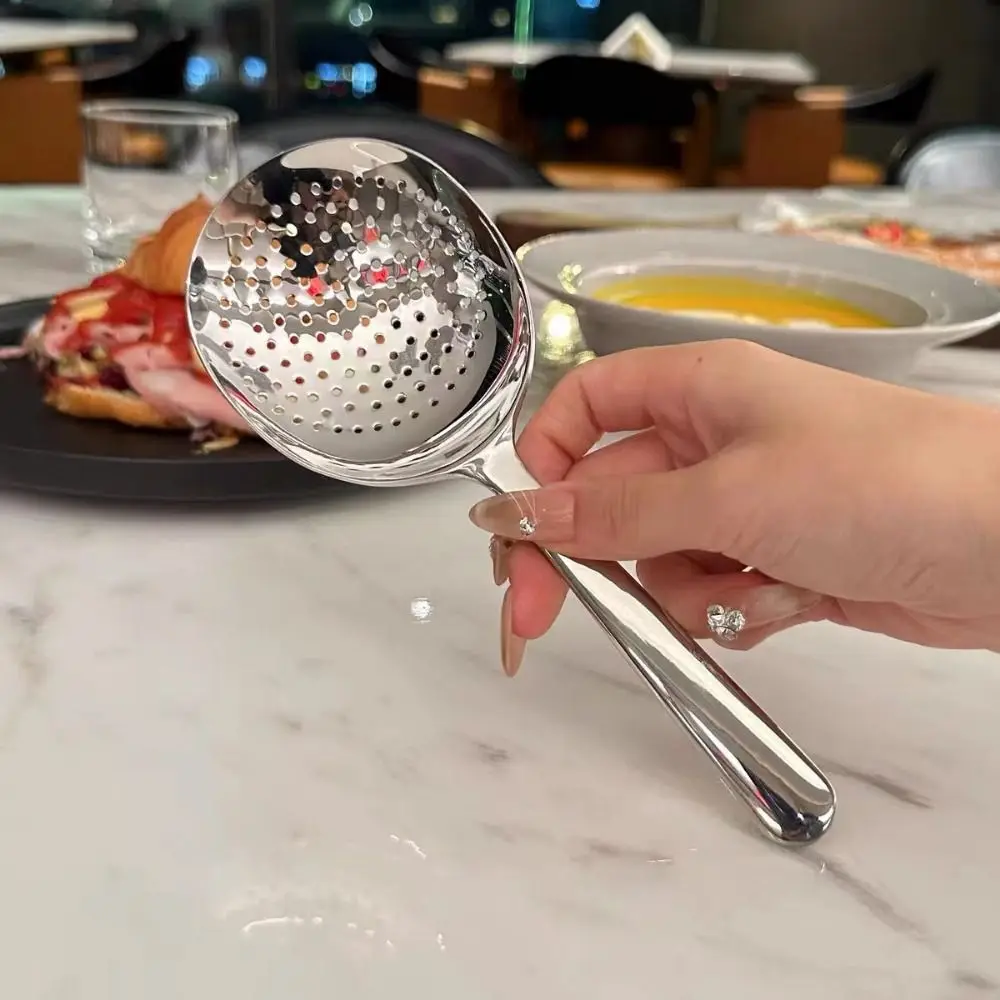 Stainless Steel Rice Serving Spoon Drain Hole Long Handle Ladle Filter Spoon Non-stick Lightweight Rice Spatula Tableware