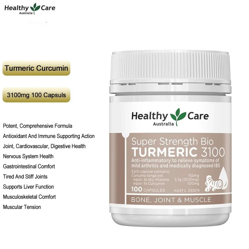 Australia HealthyCare Strength Curcumin Turmeric 3100mg 100Capsules Relieve arthritis Irritable