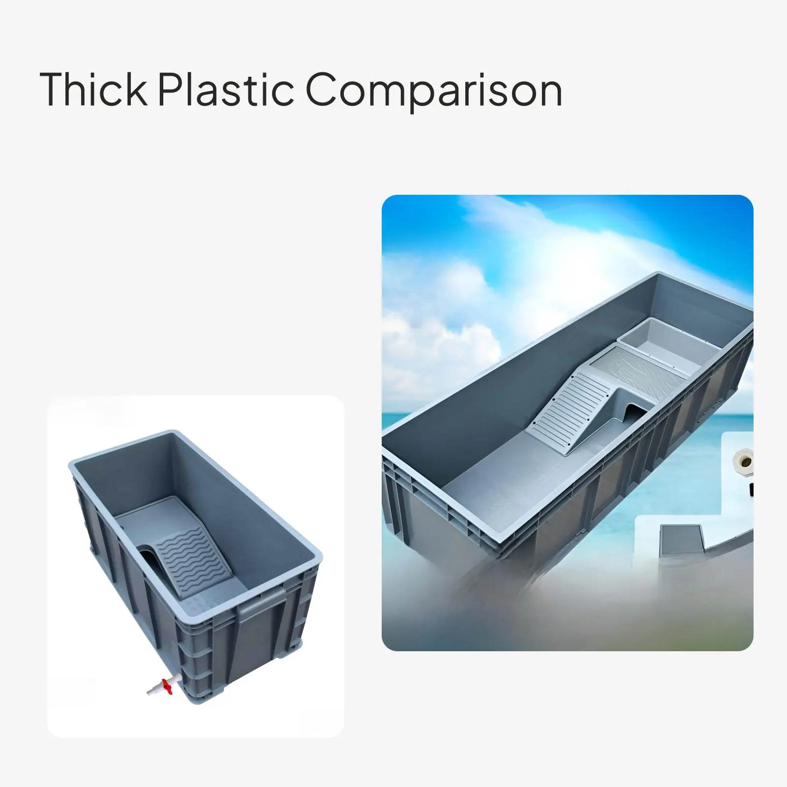Rectangular Turtle Habitat with Drain, Space-Saving Design