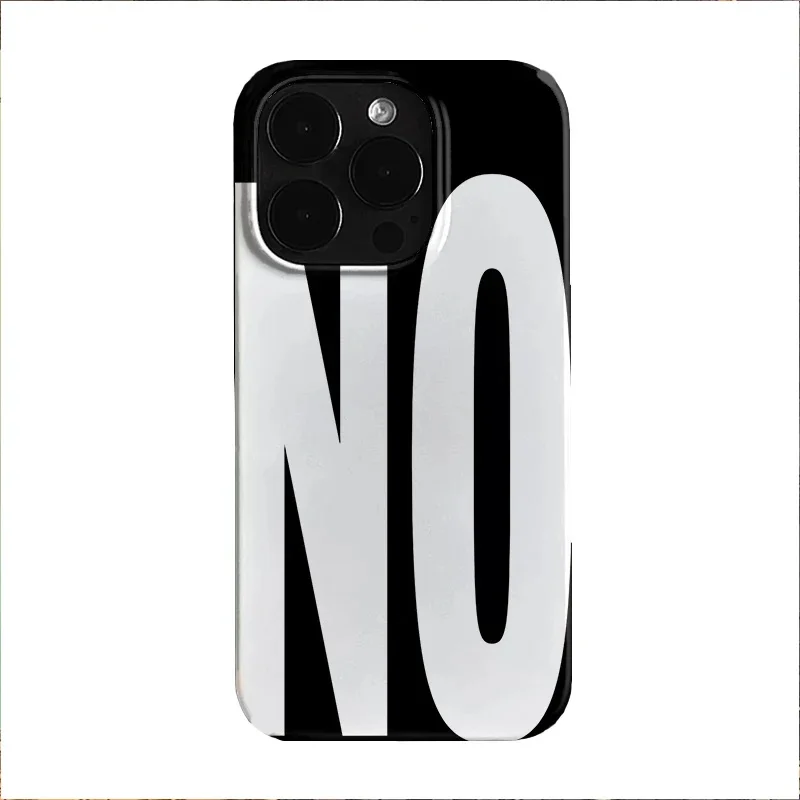 Kunstvolle Weiße Buchstaben Schwarze Weiche Handyhülle für iPhone 18 17 16 16E 15 14 13 12 11 Pro Max XR XS 7 8 Plus NO und YES Kreatives Cover
