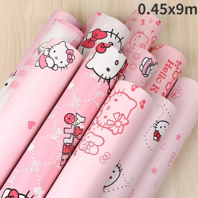 Sanrio Hello Kitty Y2k Wallpaper Kawaii Cartoon Anime Pattern Waterproof  Self Adhesive Wall Sticker For Kid