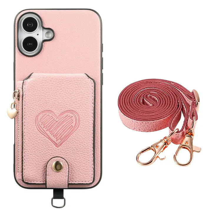 Crossbody Zipper Leather Wallet Case - Premium Back Cover