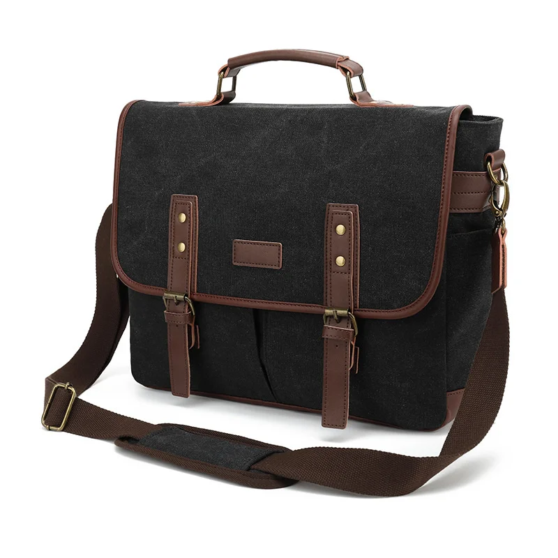 

Canvas men's portable one shoulder messenger bag 15.6 inch computer briefcase
