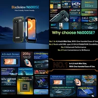 Blackview N6000SE Rugged Smartphone Mini 4.3'' Display MTK Octa Core 4GB RAM 128GB 13MP Camera 3700mAh Android 13 Mobile Phone 2