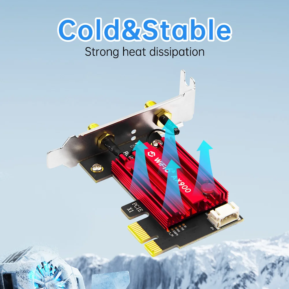 WiFi 6 PCIe 카드 FV-AX900 어댑터 무선 블루투스 5.4 듀얼 밴드 2.4G/5.8GHz 802.11AX 이더넷 데스크탑 PC용 Windows 10/11