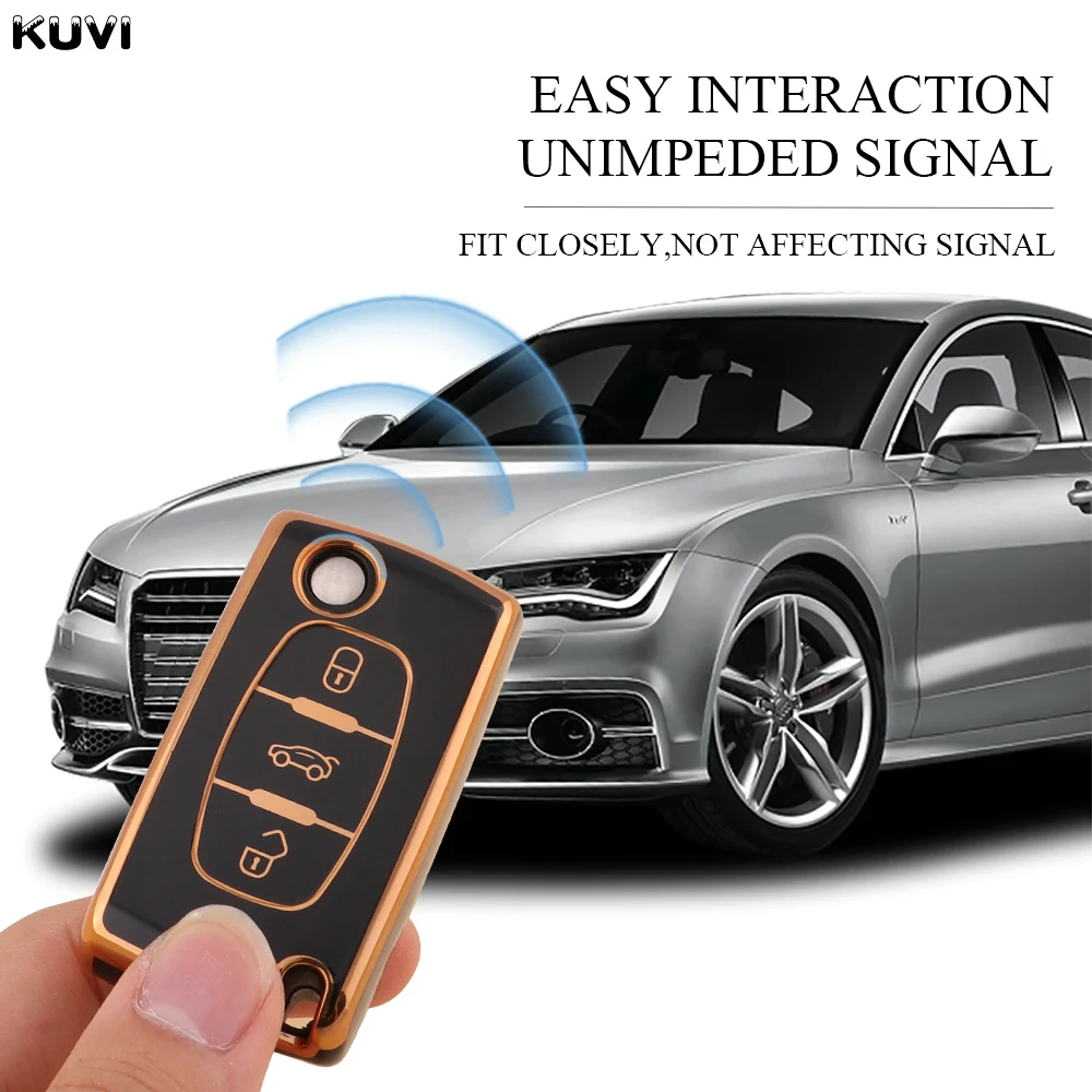 Key Case Cover Fashion TPU Car Flip Key Case Cover Bag For Peugeot 107 207 307 308 407 607 3008 5008 Citroen Xsara Picasso C5 C6 C8 Accessories