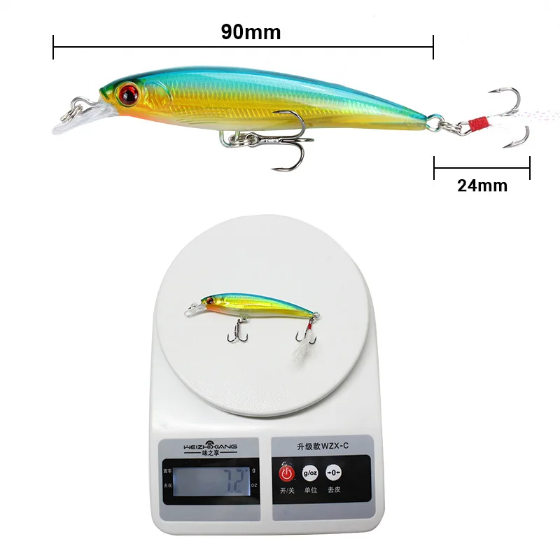New 1Pc Fishing Lure 9cm 7.2g Jerkbait 2 Hook VIB Floating Lure Hard Bait Crankbait Wobbler Fishing for Perch Bass