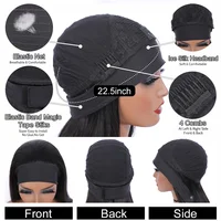 Bandeau perruque cheveux humains os droit perruques de cheveux humains pleine Machine faite péruvienne perruques de cheveux humains pour les femmes noires facile à dire 180% 6