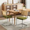 Rattan Dining Chairs Set of 4,Upholstered Mid-Century Modern Dining Room Chairs with Cane Backrest,Retro Velvet Kitchen Chairs 3