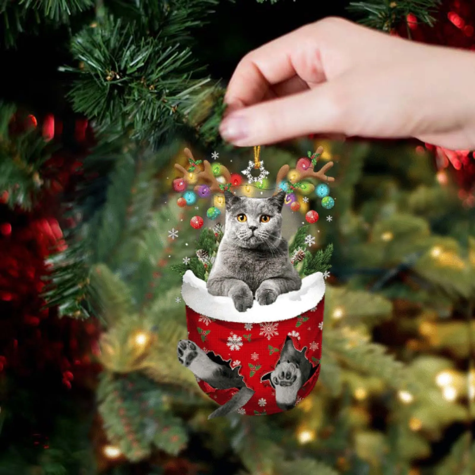 Cartoon Cute Cat Hanging Decoration Xmas Tree Pendant Christmas Decorations Home Party Supplies Car Decor Gifts