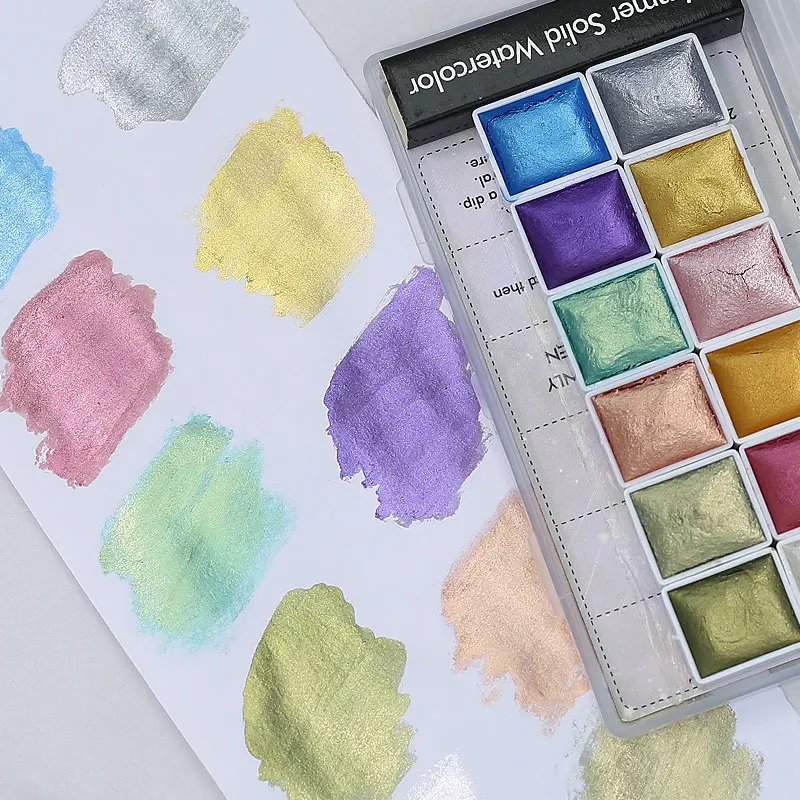 Nail Solid Pigment Watercolor Metallic Paint Draw Chrome Powder Flowers Decor Blooming Shimmer Auroras Glam Glitter Nail Art