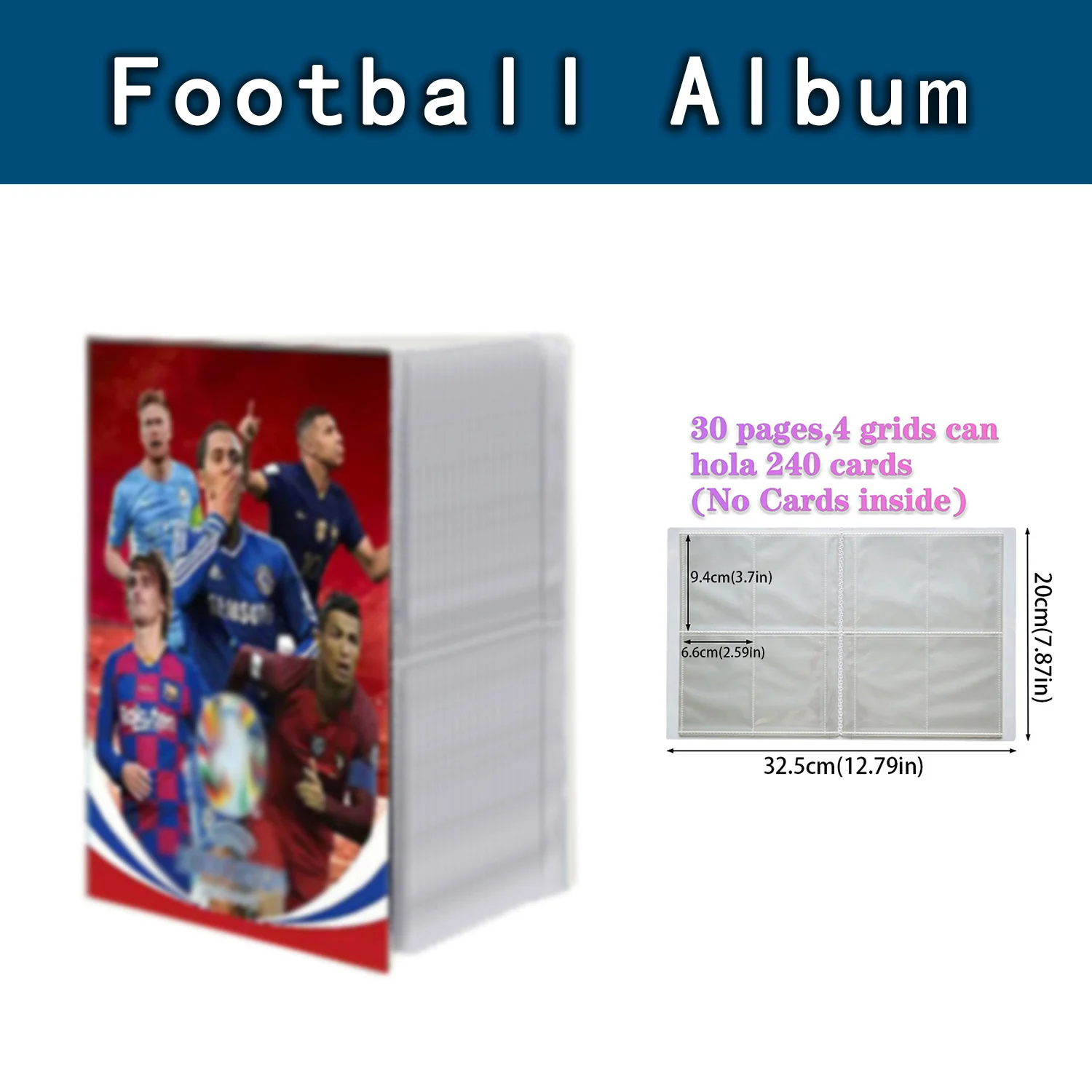 Trading Card Binder Card Album Football Trading Cards Football Card Blue Album Map Letter Holder Binder 240pcs Star Card Box