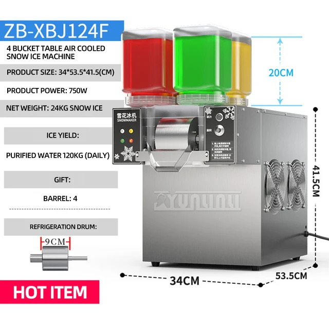 Commercial Ice Cream Making Machine Snowflake Machine 4 Barrels Rainbow Color Ice Shaver Maker Snow Cone Machine 3