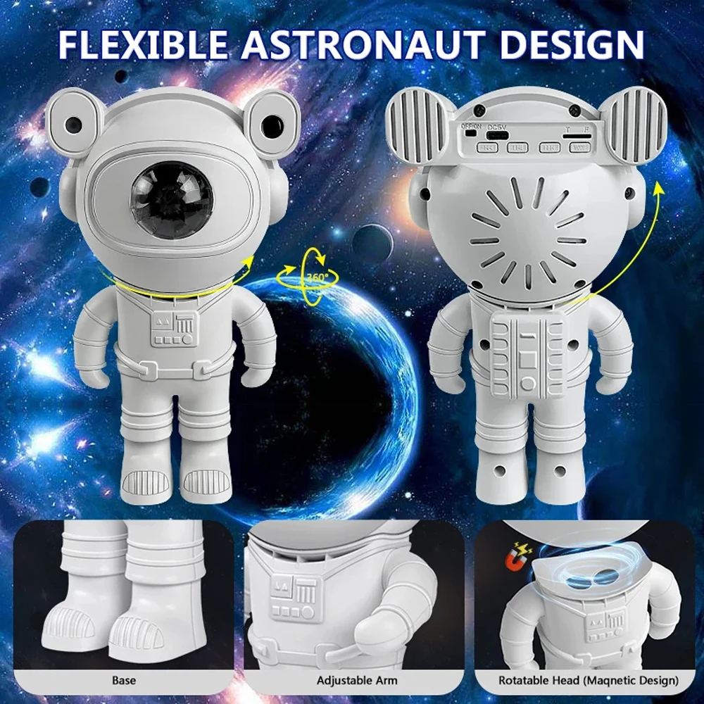 Bluetooth Starry Sky Moon Star Galaxy Projector Night Light Astronaut Nebula Galaxy Lighting Night Lamp for Children Gifts