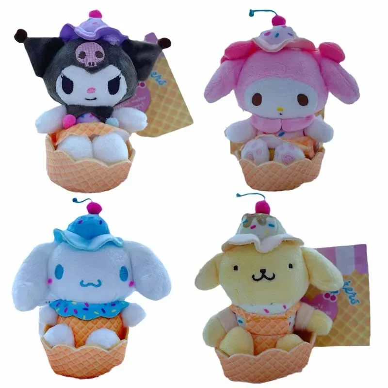 

10cm Sanrios Ice Cream Cone Kuromi Cinnamoroll My Melody Purin Dog Stuffed Plushie Doll Cartoon Anime Kawaii Plush Toys Pendant