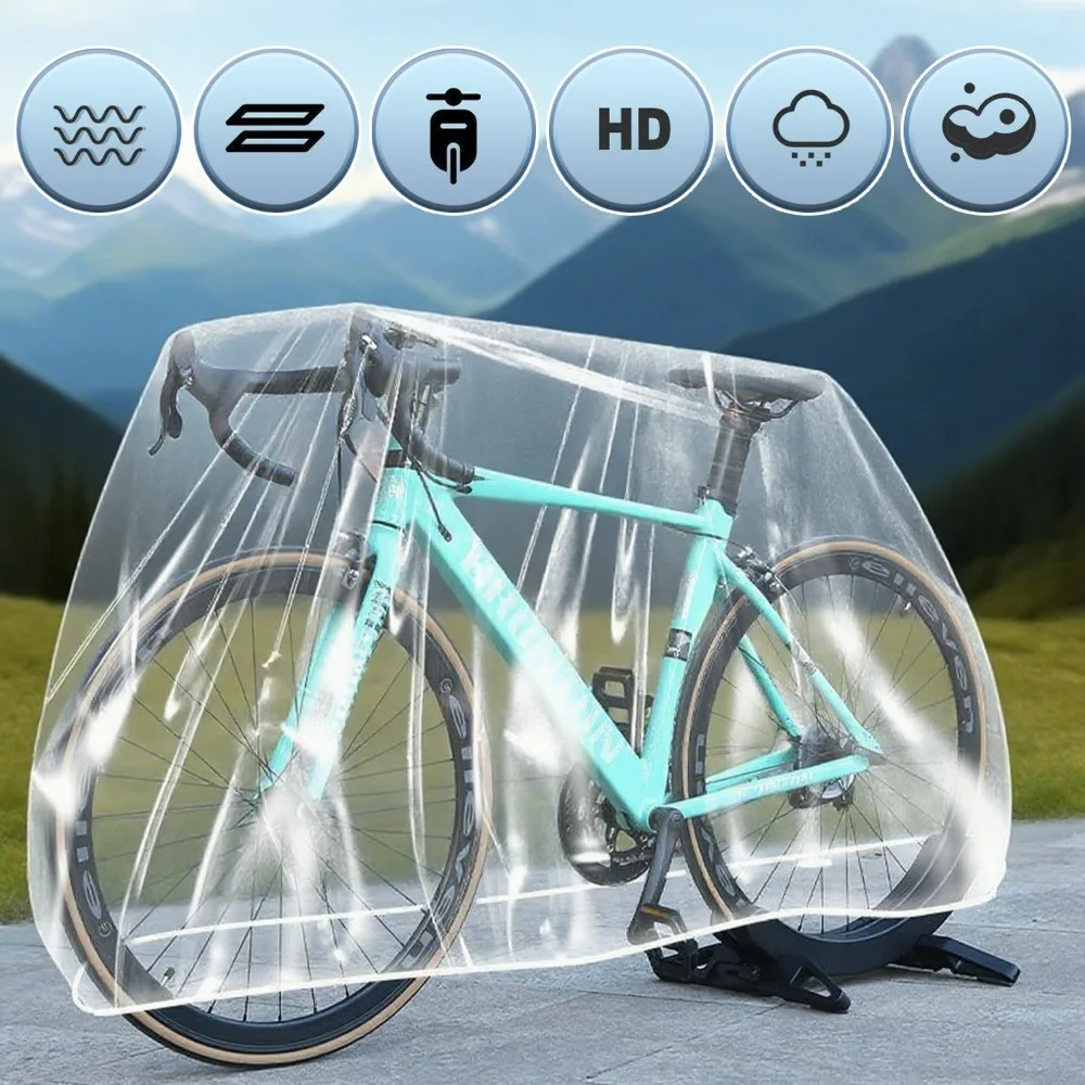 Durable Clear Plastic Bicycle Cover - Portable All-Season Waterproof and UV Shield for Outdoor Protection