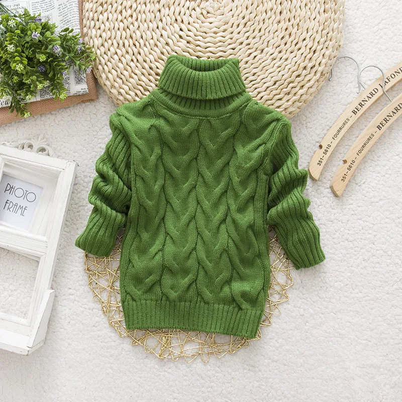 Autumn And Winter Unisex Casual Pullover Turtleneck And O-Neck 2-13 Years Boys And Girls Knitted Sweater Kids Clothes