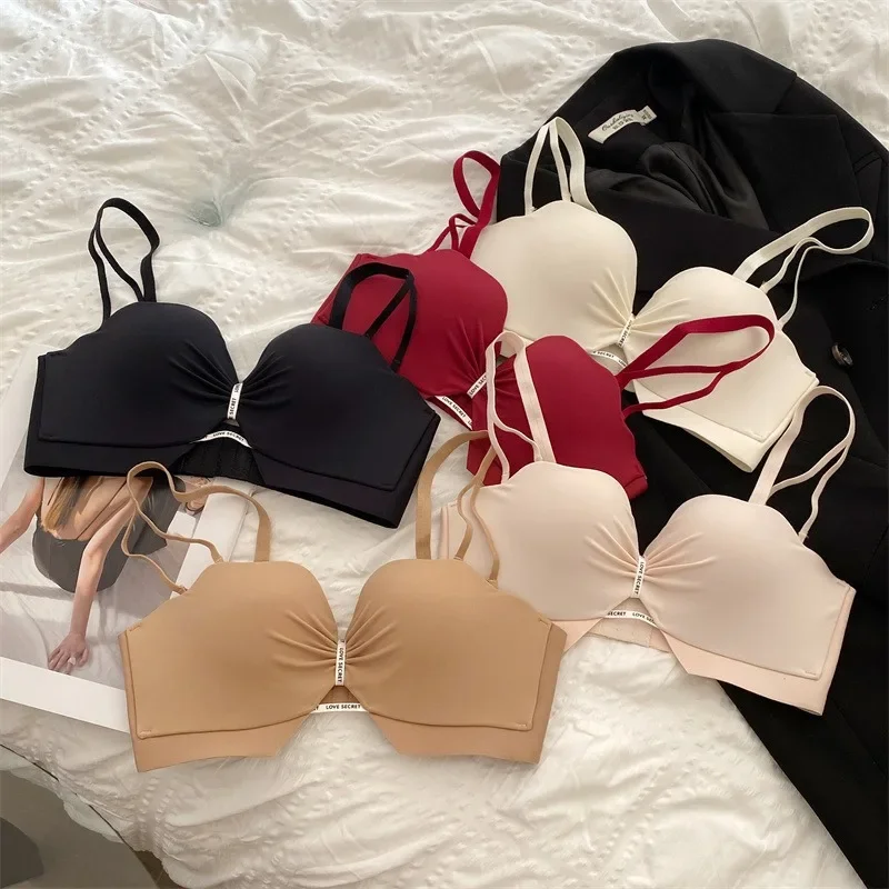 

New Solid Color Sexy Back Underwear Women's Small Breast Push-up Bra Adjustable Breast No Underwire Bra