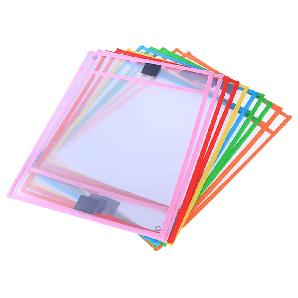 

8 Pcs Erasable File Bag Waterproof Folders Dry Erase Pocket Protectors Sleeves Holder Clear Sleeves Pouch Pvc Office Pockets