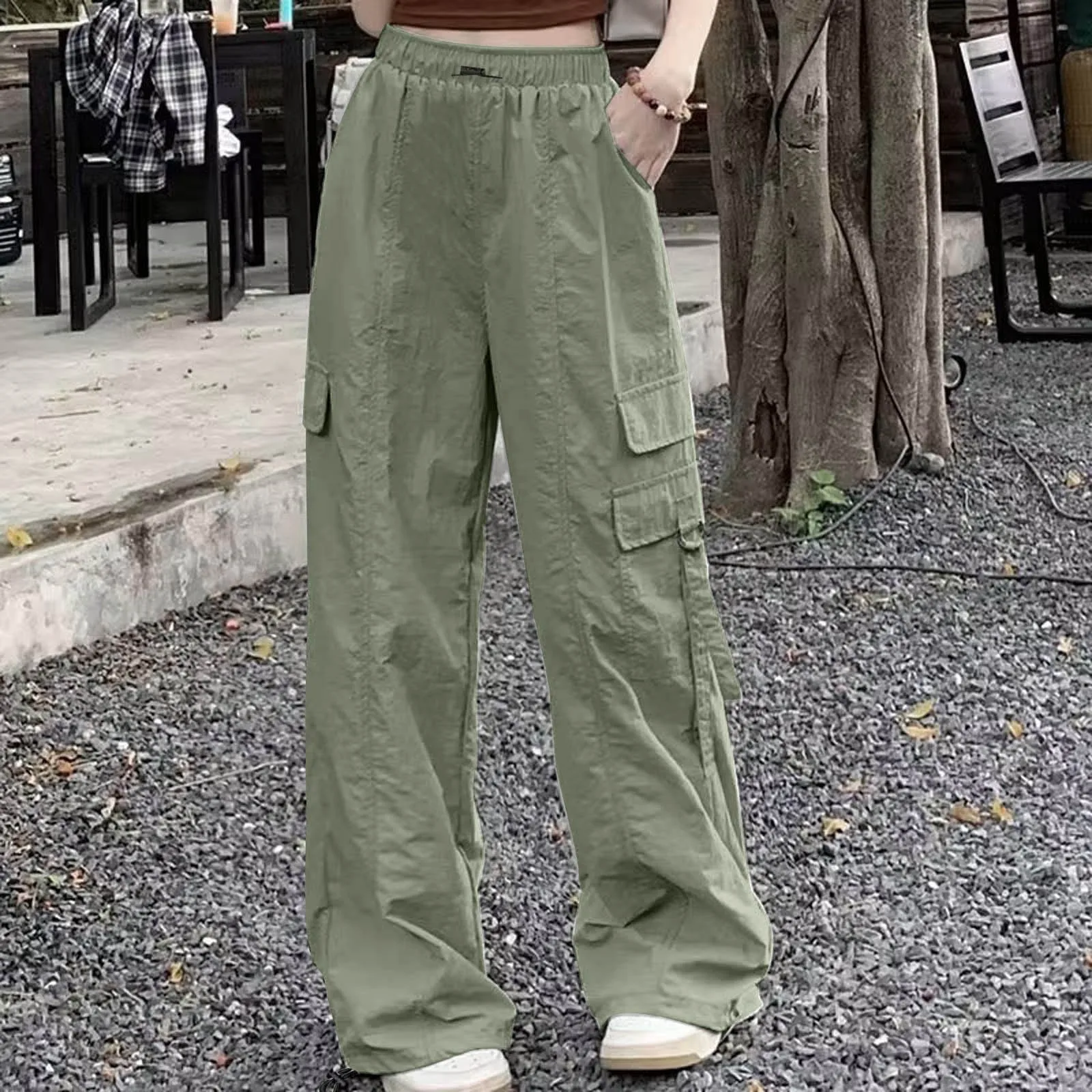 

Streetwear Baggy Cargo Pants For Womens Hip Hop Joggers Trousers Sweatpants Drawstring Casual Loose Wide Leg Female Trousers