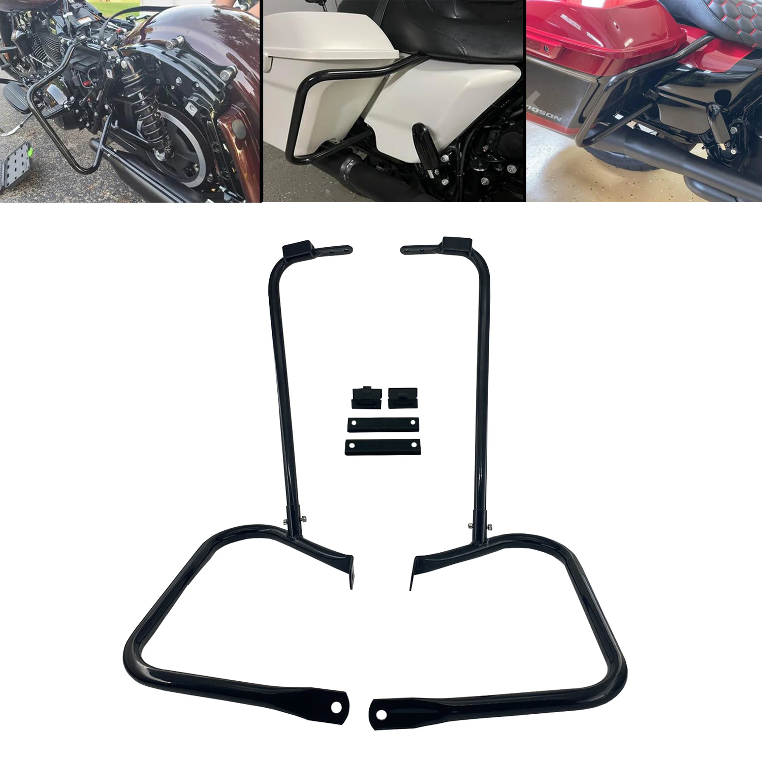 black-saddle-bag-guard-bracket-side-mount-support-bar-for-harley-touring-road-king-street-electra-glide-ultra-classic-1997-2008