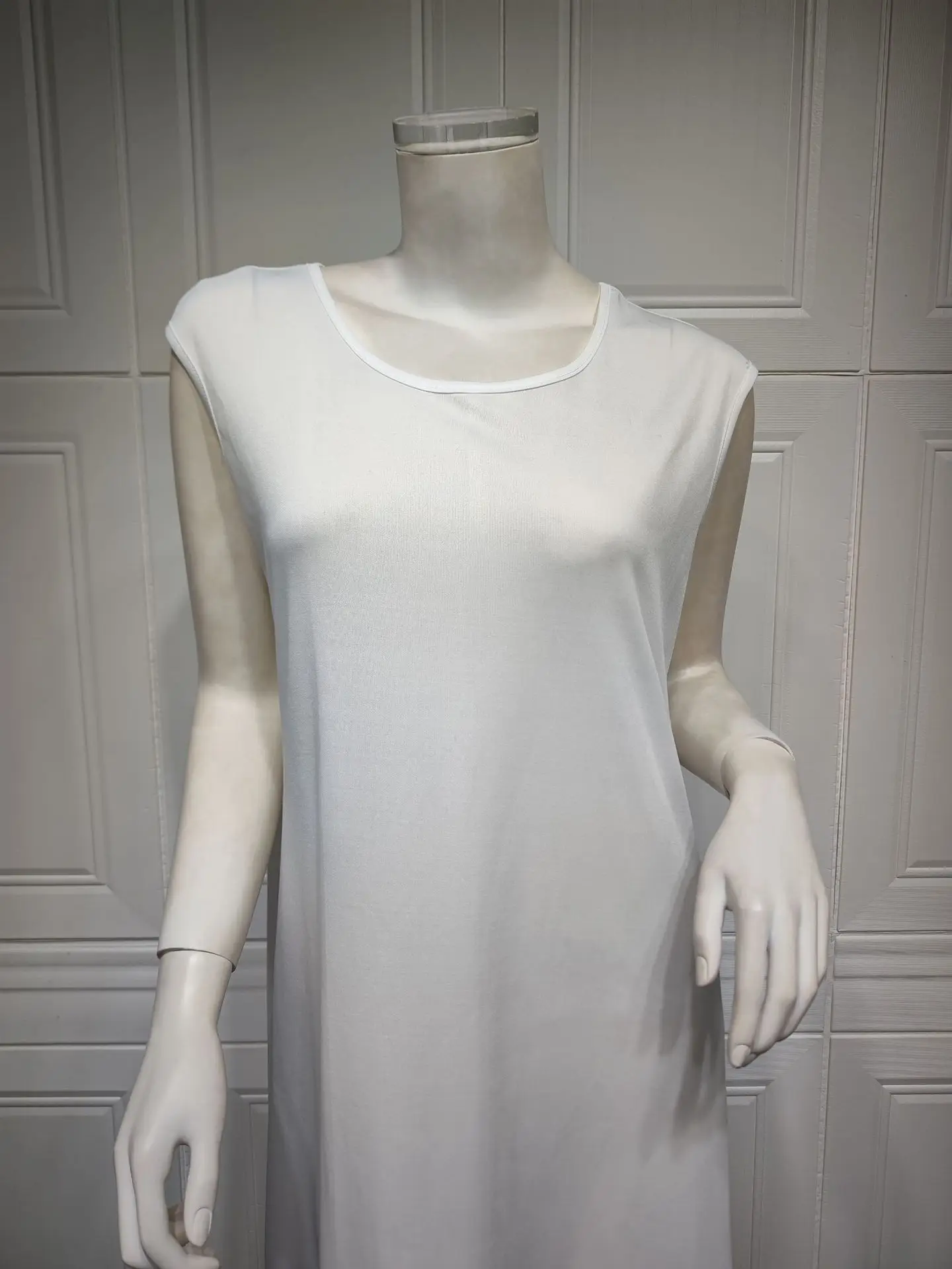 White Abaya Under Dress Islamic Inside Abayas All-Match Solid Slip Sleeveless Inner Muslim Dresses for Women Dubai Turkey Arabic
