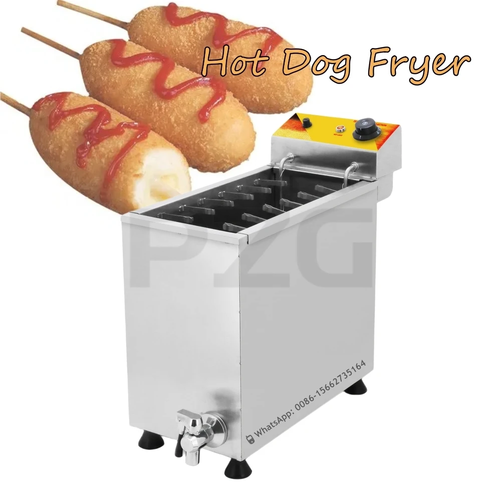 12pcs/batch Commercial Automatic Gas Cheese Hot dog Sticks Fryer Large Capacity Electric Deep Korean Corn Dog Fryer Machine