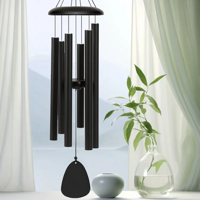 37 Inch Aluminum Pipe Outdoor 6 Rods Wind Chimes Wooden Hanging Tag Terraces Gardens Balcony Corridor Decoration