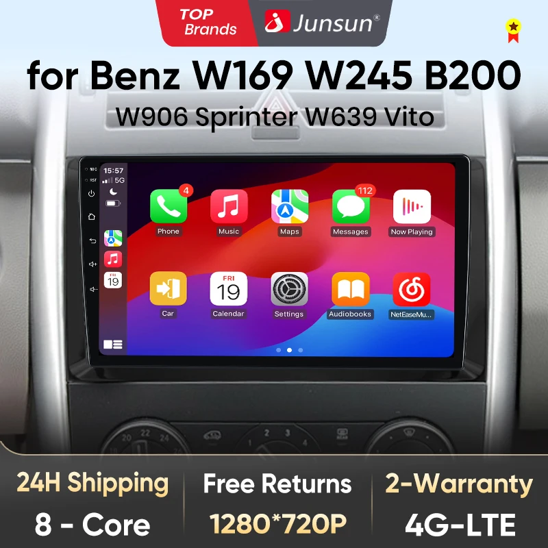 Junsun Drahtlose Carplay Android Auto Auto Radio Für Mercedes Benz W169 W245 B200 W906 Sprinter W639 Vito Multimedia GPS autoradio