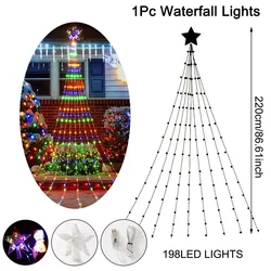 Festive Waterfall Fairy String Lights with Star Topper (Usb)