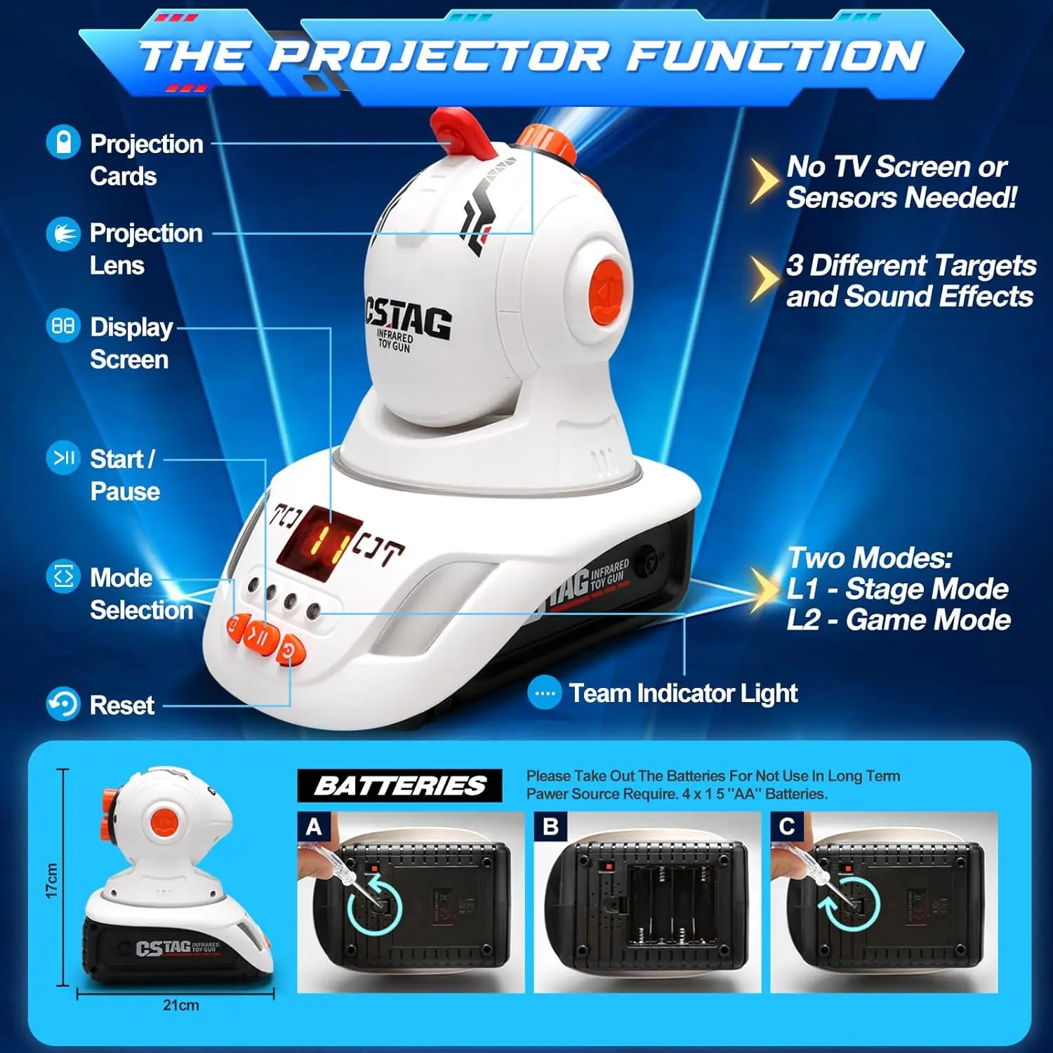 CSTAG Projector Eend UFO Jacht Schietspel Kindercadeau Speelgoed voor Jongens Laser Tag Infrarood Mini Pistool Gevechtsspel Binnen_voghion.com