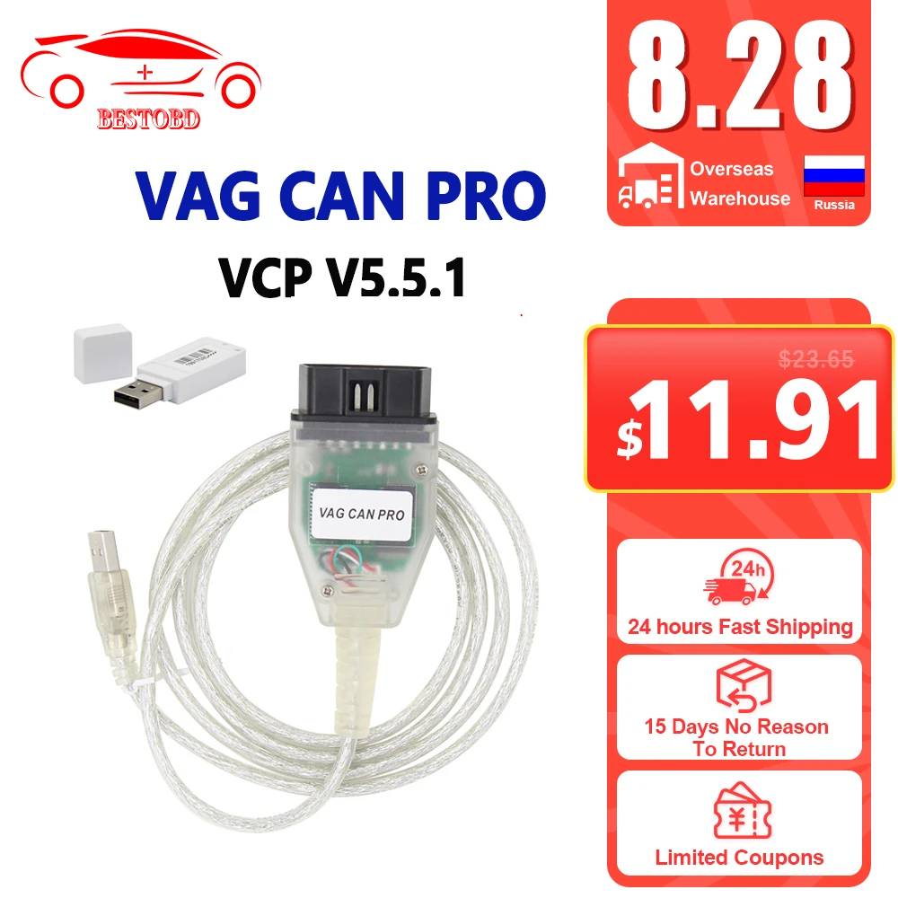 VAG CAN PRO 2023 VCP Antarmuka Can Bus VAG COM K-line OBD, 40% OFF