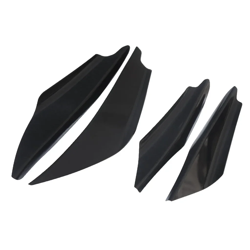 4pcs/Set Universal Carbon Fiber Front Bumper Body Spoiler Canards Splitter Fins Kits Black