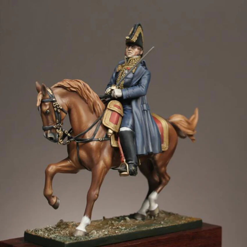 Unmontierte 1/32 Figur eines antiken Offiziers mit Pferd, Soldatenfigur, Harzfigur, Miniaturmodellbausätze, unbemalt