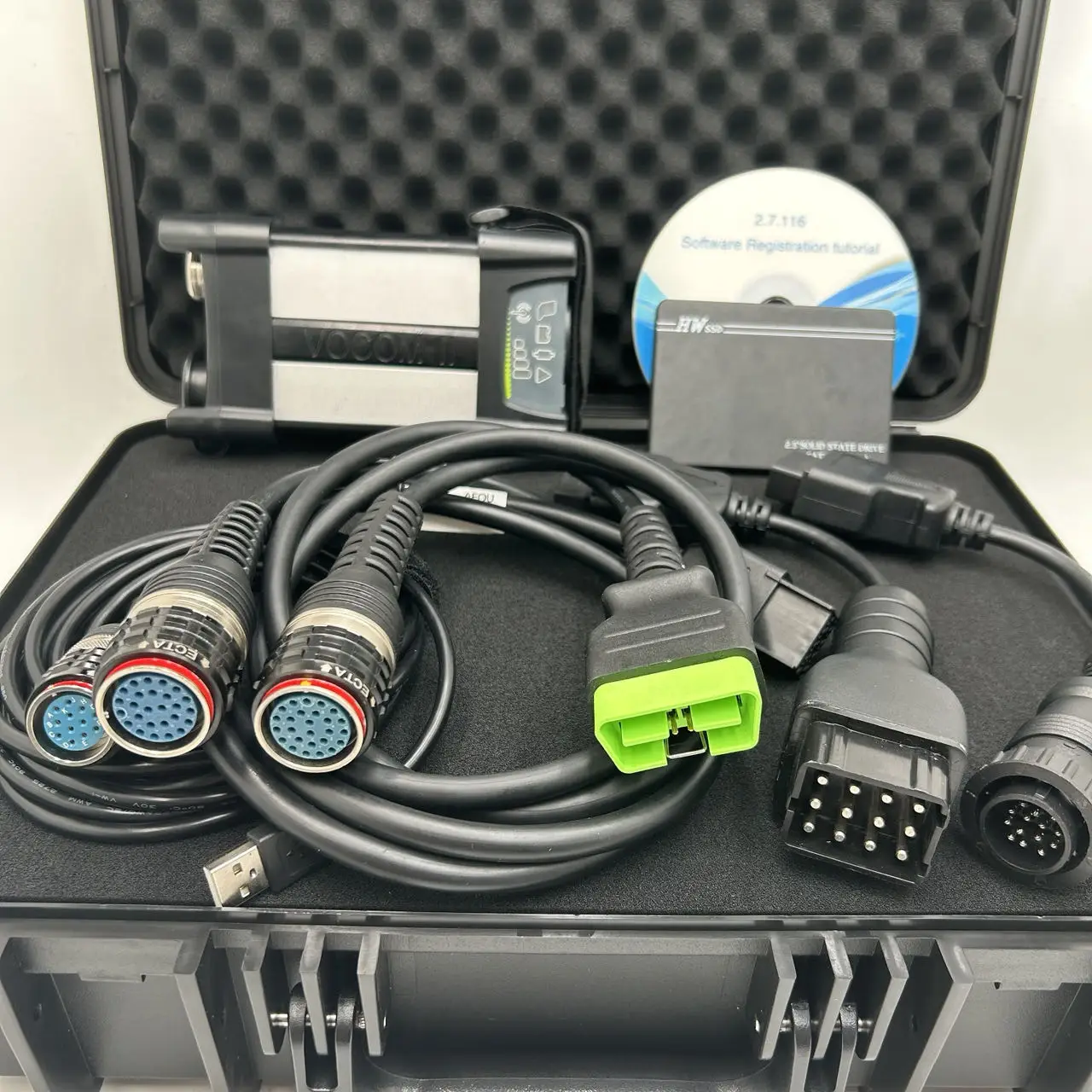 88894000 VOCOM2 볼보 디젤 EFI 엔진 세트 진단 도구, 프로그래밍 가능한 VOCOM2 obd 어댑터 굴삭기 트럭 소프트웨어 2.7.116