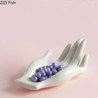 Creative Hand Palm Shape Ceramic Fruit Plate Desk Decoration Fruits Tray Snacks Candy Plate Storage Basket Modern Home Decor 1